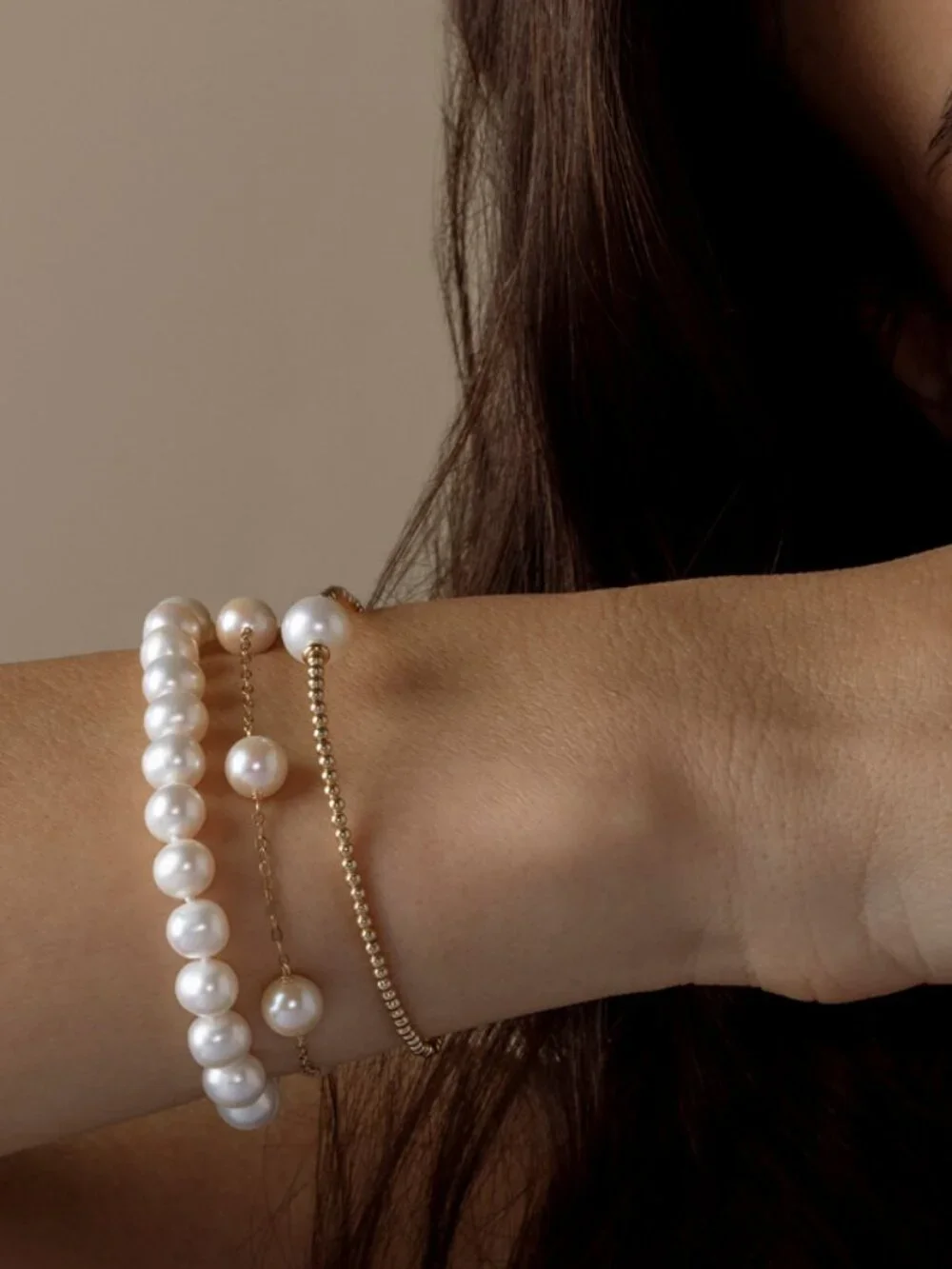 14K Gold Japanese Akoya White Pearl Tincup Bracelet
